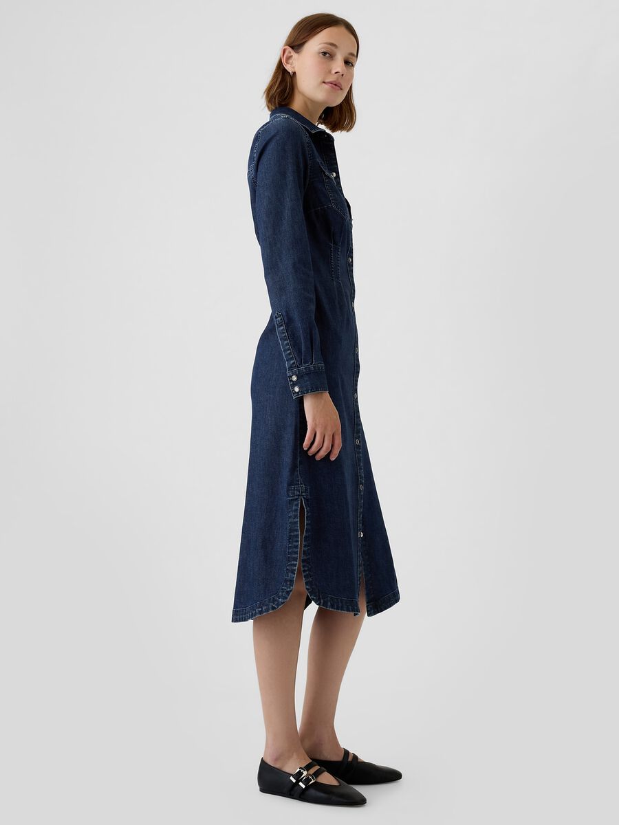 Denim shirt dress with pleats_1