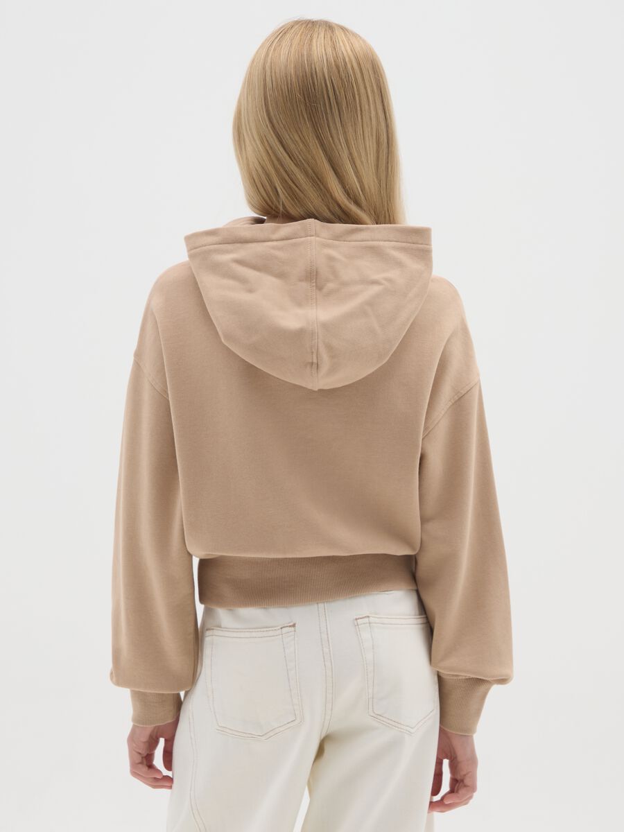 Felpa corta beige da ragazza in puro cotone regular fit_1