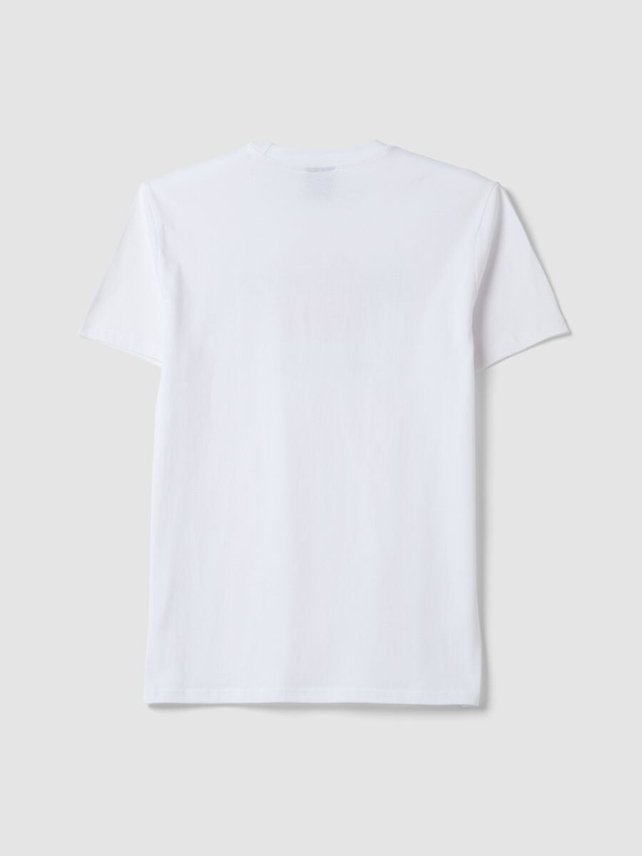 White pure cotton T-shirt with front print_2