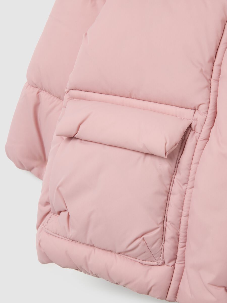 Pink The Iconic Puffer Hooded Down Jacket for Girls_3