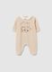 Beige Cotton Blend Baby Onesie_0