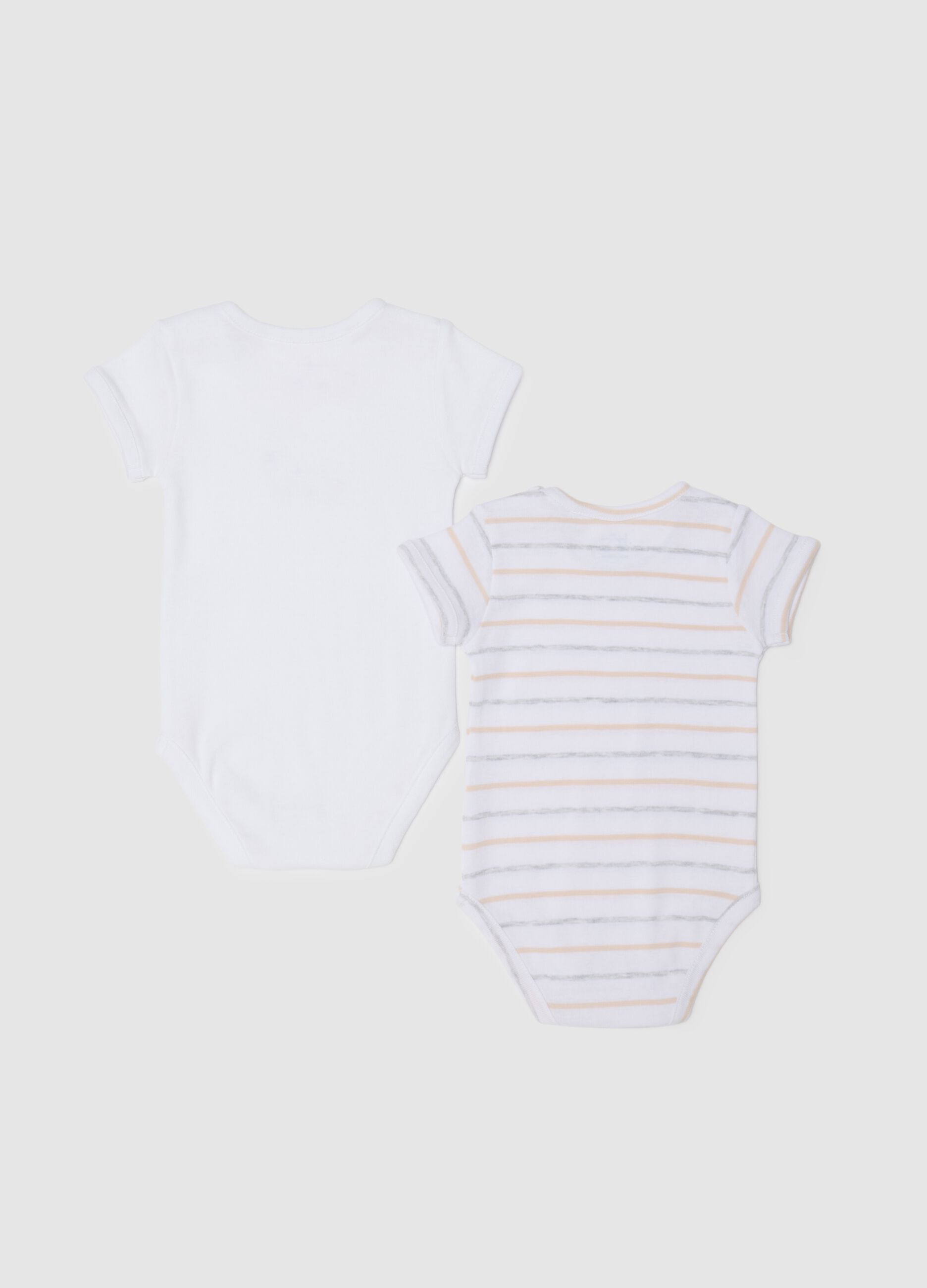 Multicoloured pure cotton newborn baby bodysuit twin pack