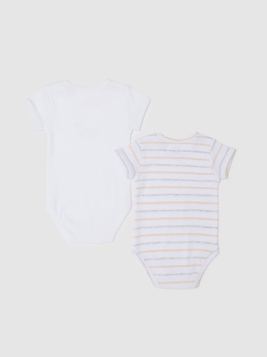 Multicoloured pure cotton newborn baby bodysuit twin pack_1