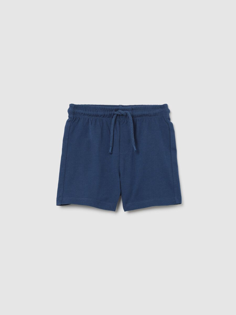 Blue pure cotton toddler shorts regular fit with elastic waist_0