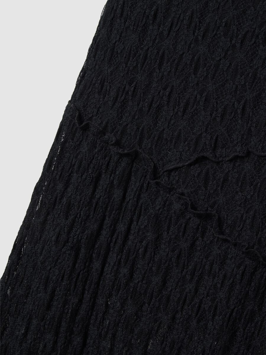 Gonna lunga nera in pizzo con design asimmetrico _1