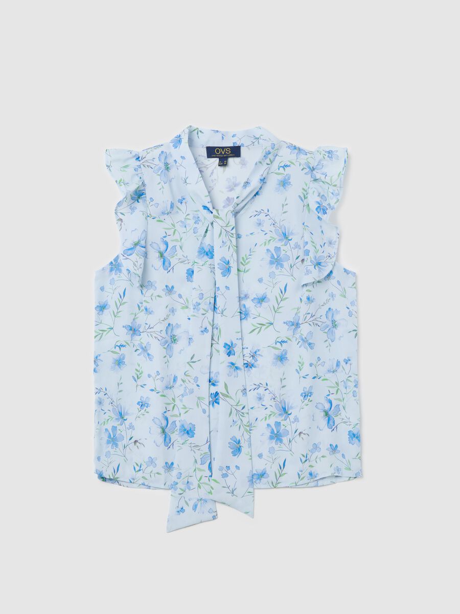 Sleeveless floral blouse with flounce_4