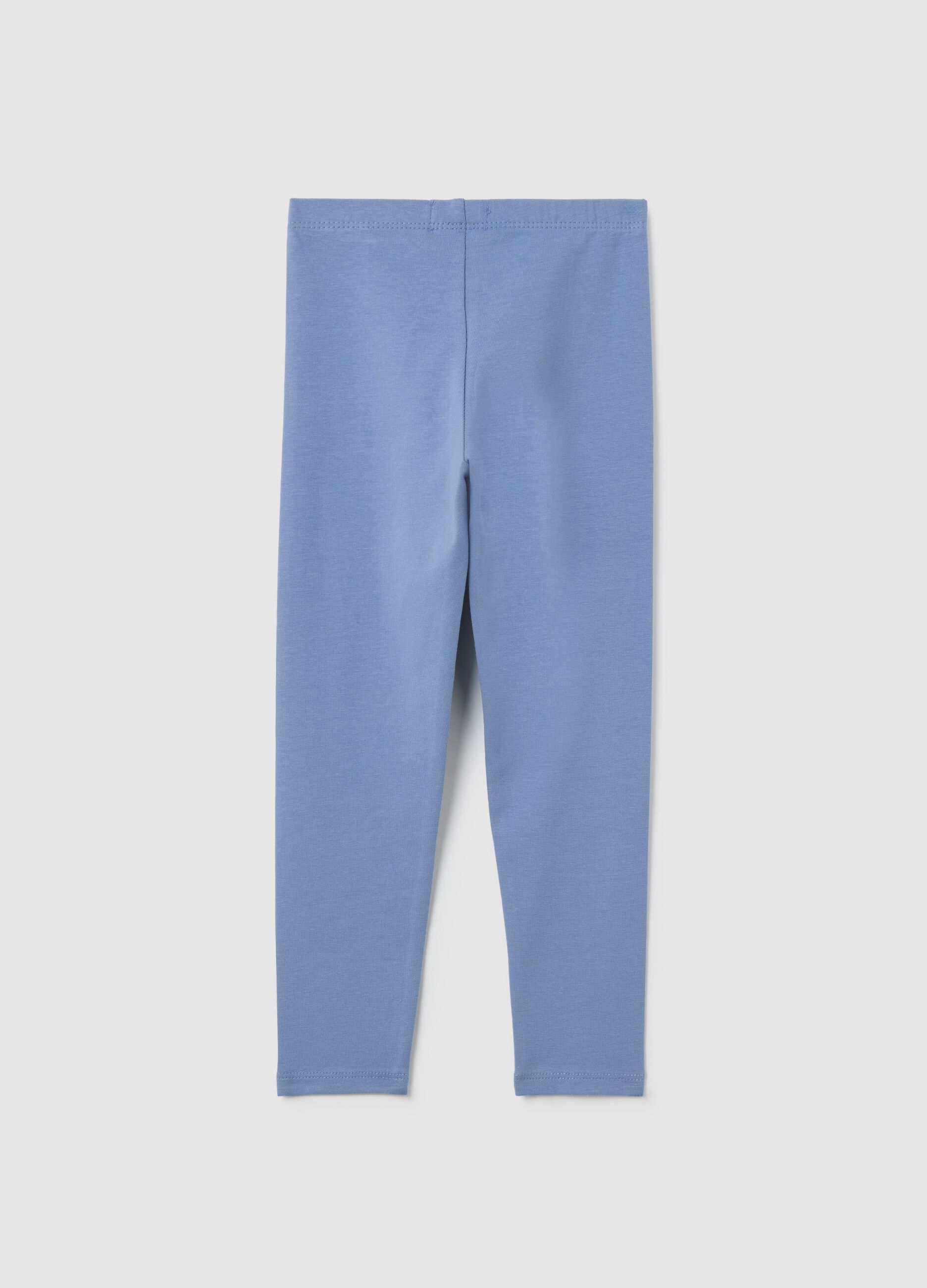 Girls' Blue Stretch Cotton Leggings