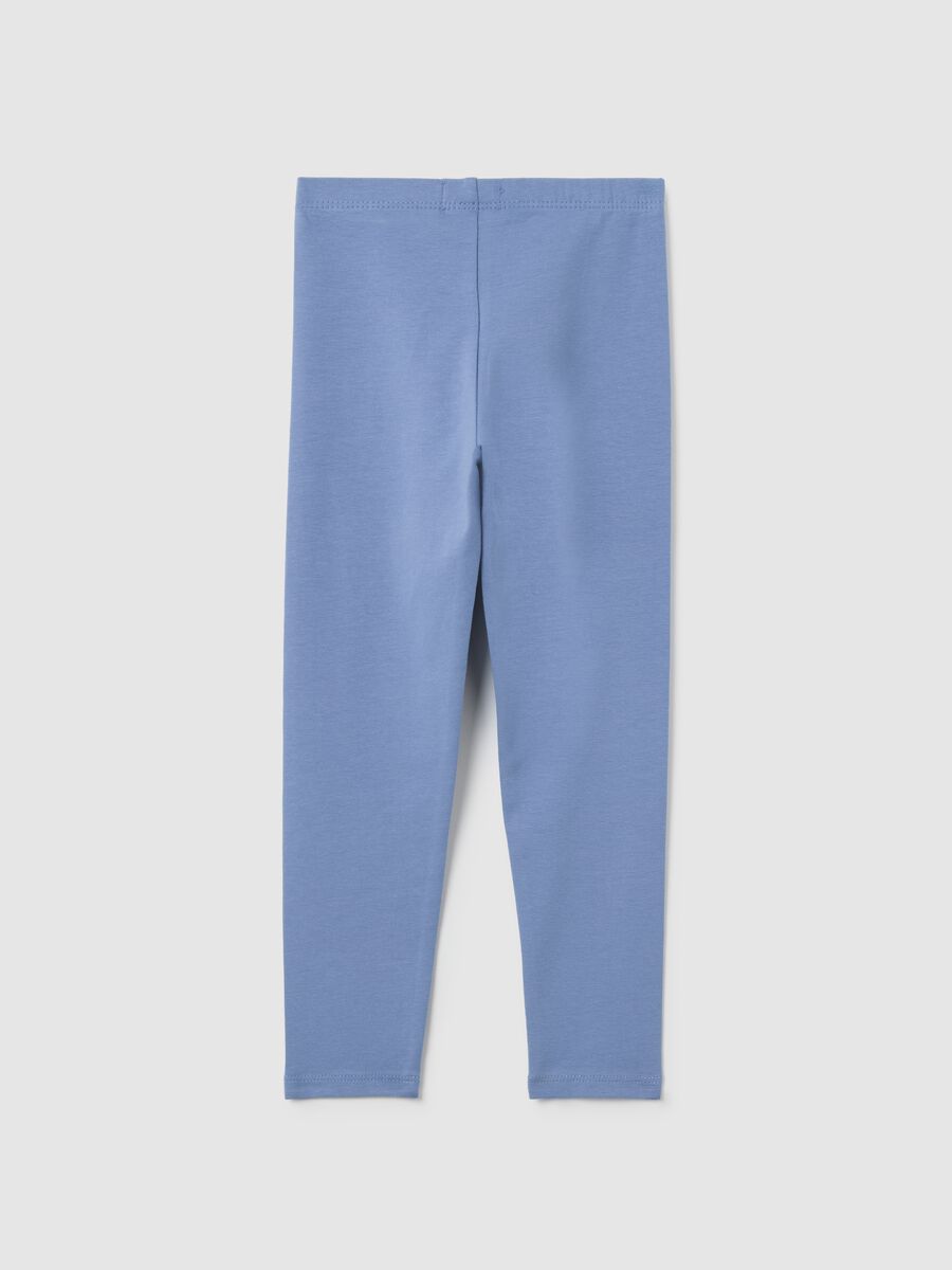 Girls' Blue Stretch Cotton Leggings_1