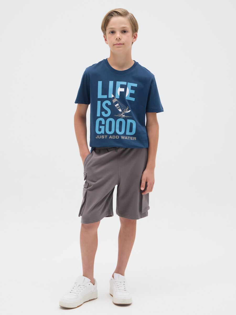 Grey cargo pocket cotton shorts_0