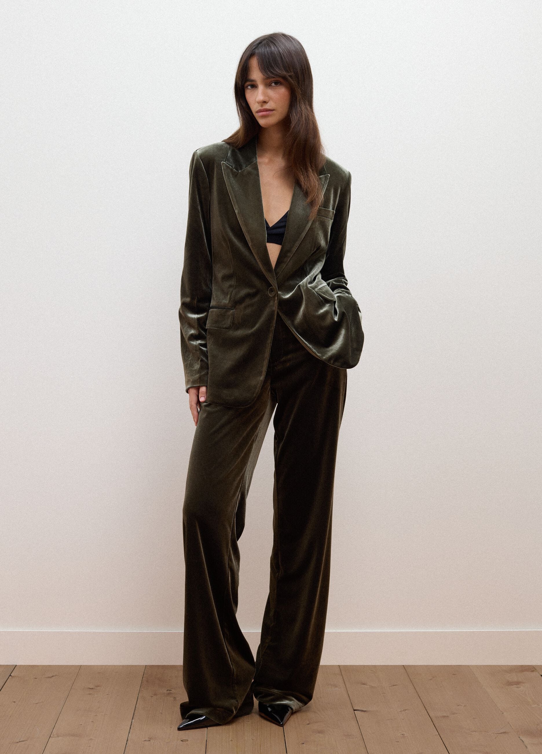 Blazer verde in tessuto elasticizzato