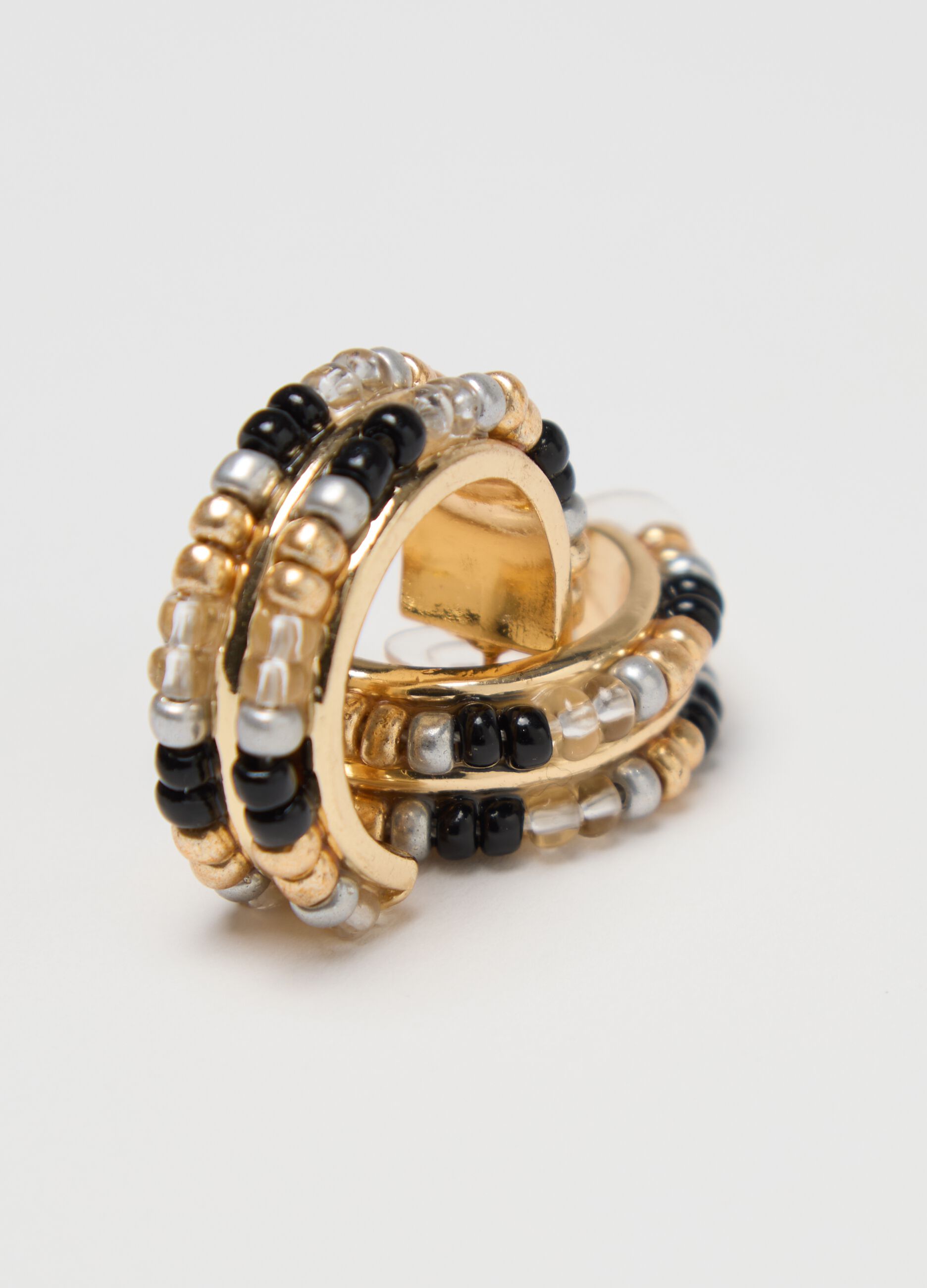 Gold hoop earrings with beads