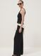 Pantaloni elasticizzati neri wide leg con texture increspata_0