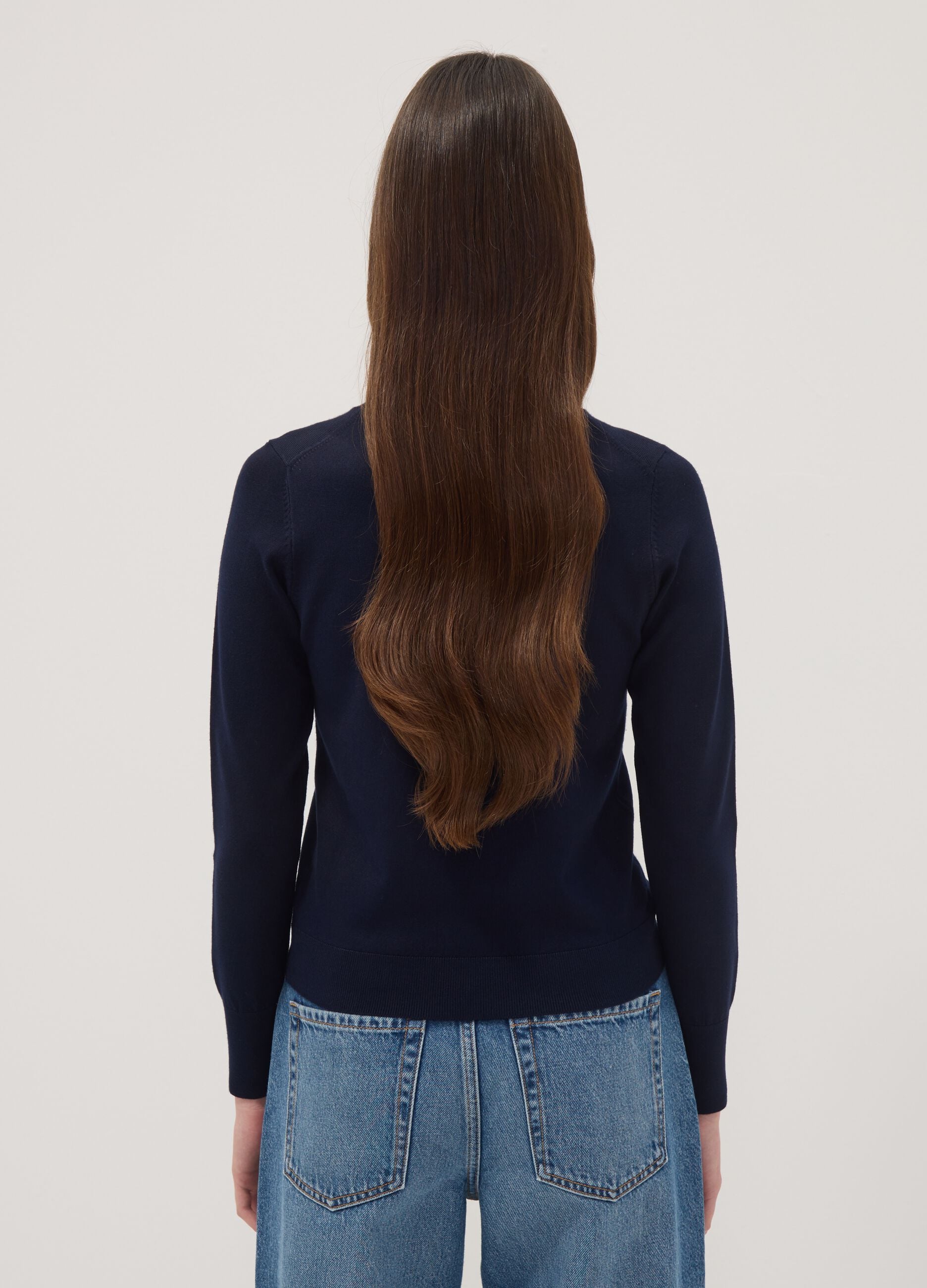 Blue Sweater with Fitted Fit