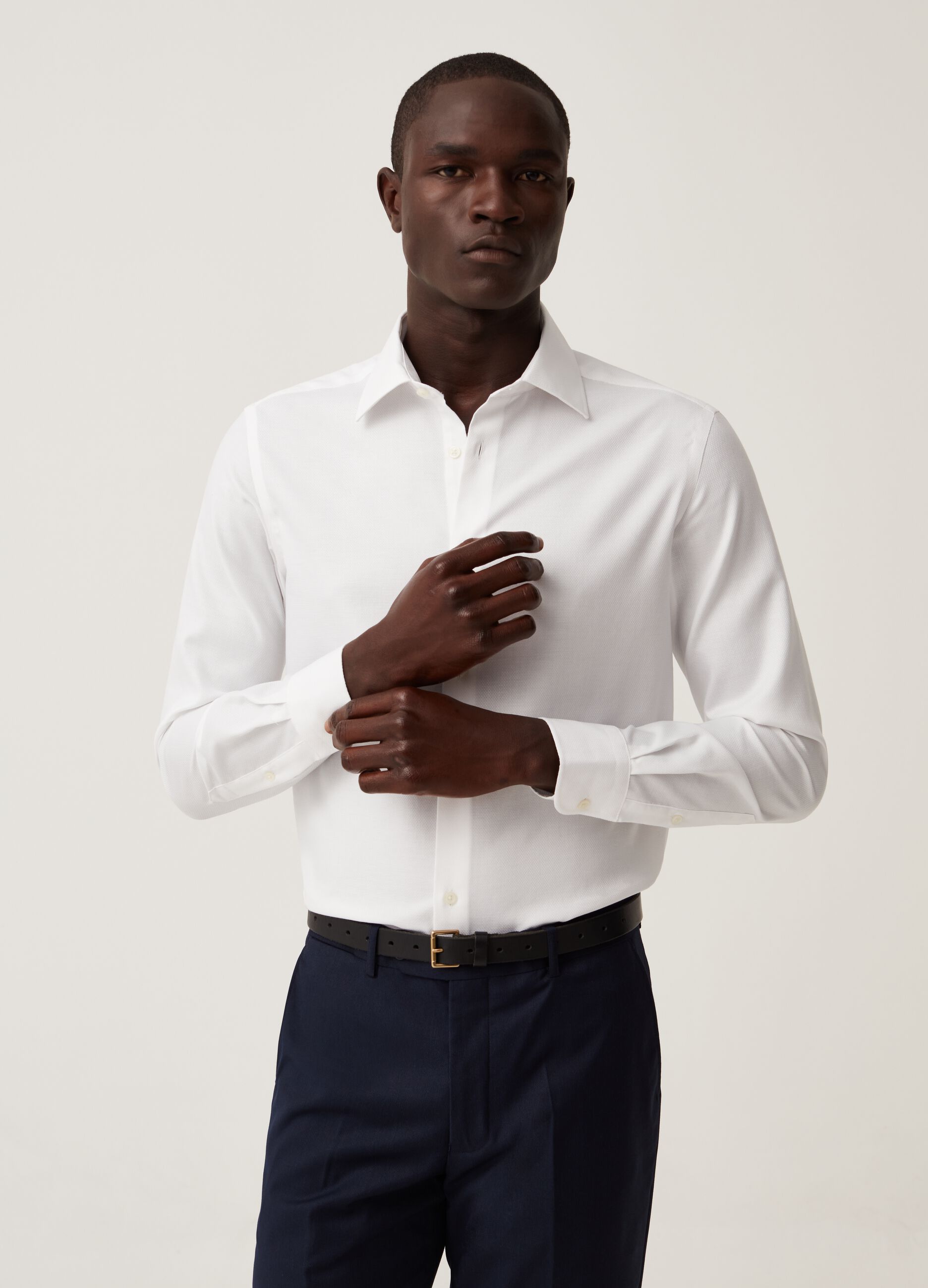 Ovs Camicia slim fit no stiro tinta unita