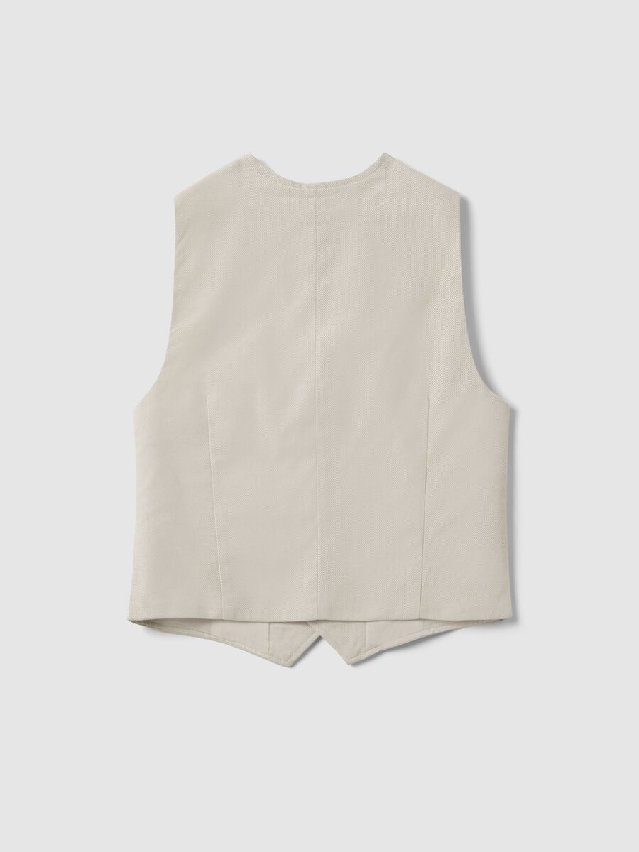Boys' beige stretch cotton waistcoat slim fit_4