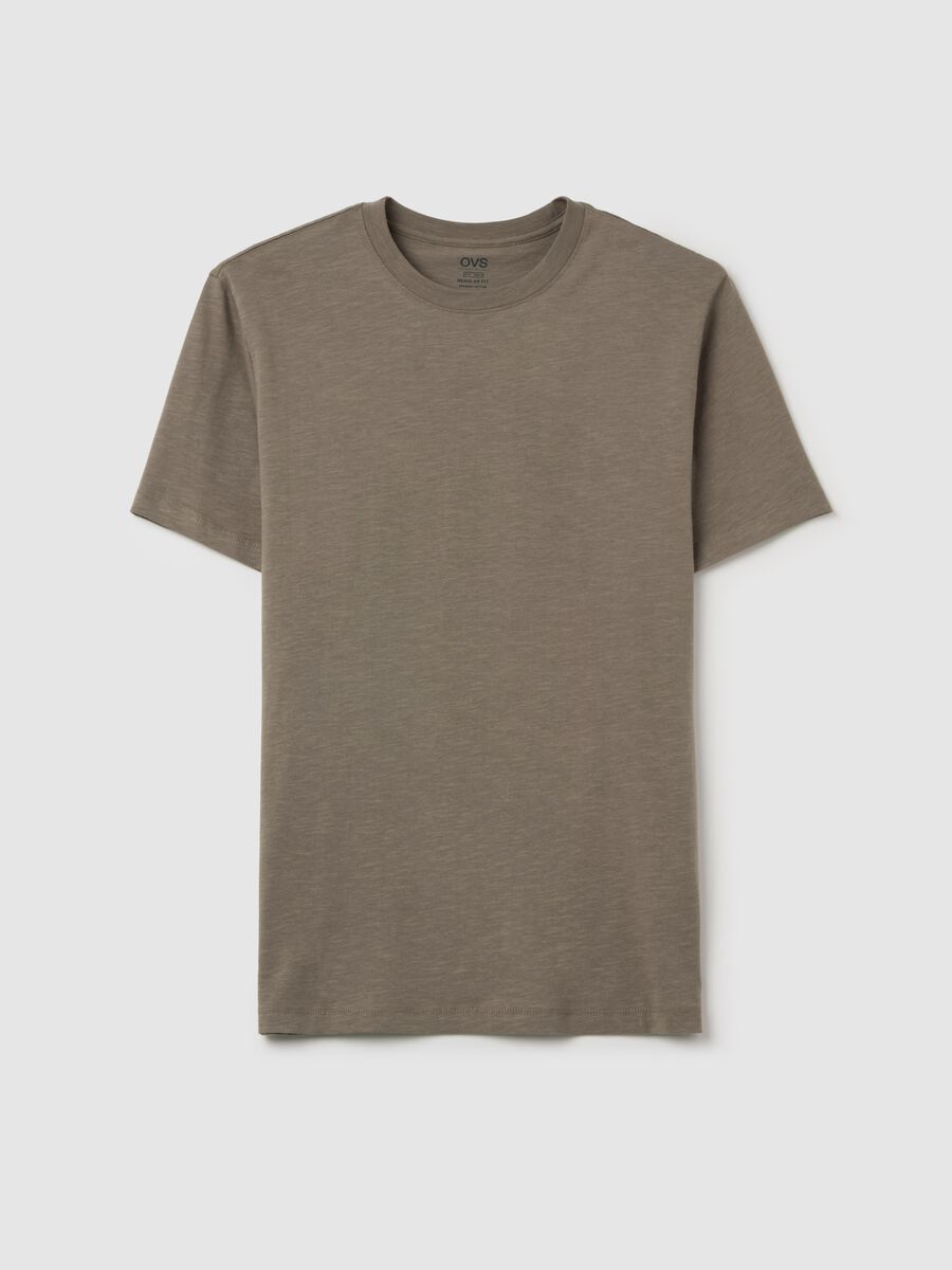 T-shirt in slub cotton with round neck_4