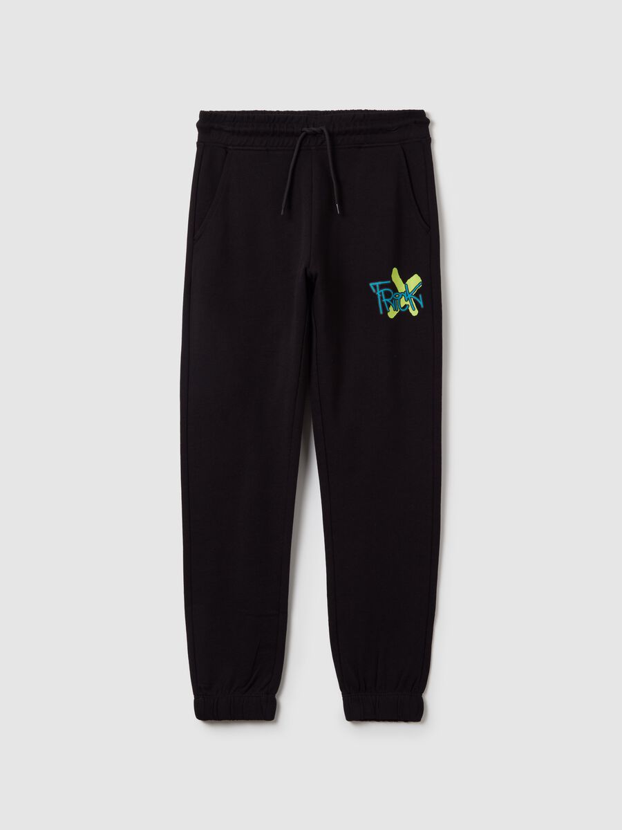 Cotton joggers with drawstring and print_0