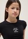 Girls' black stretch cotton slim fit t-shirt with slogan_2