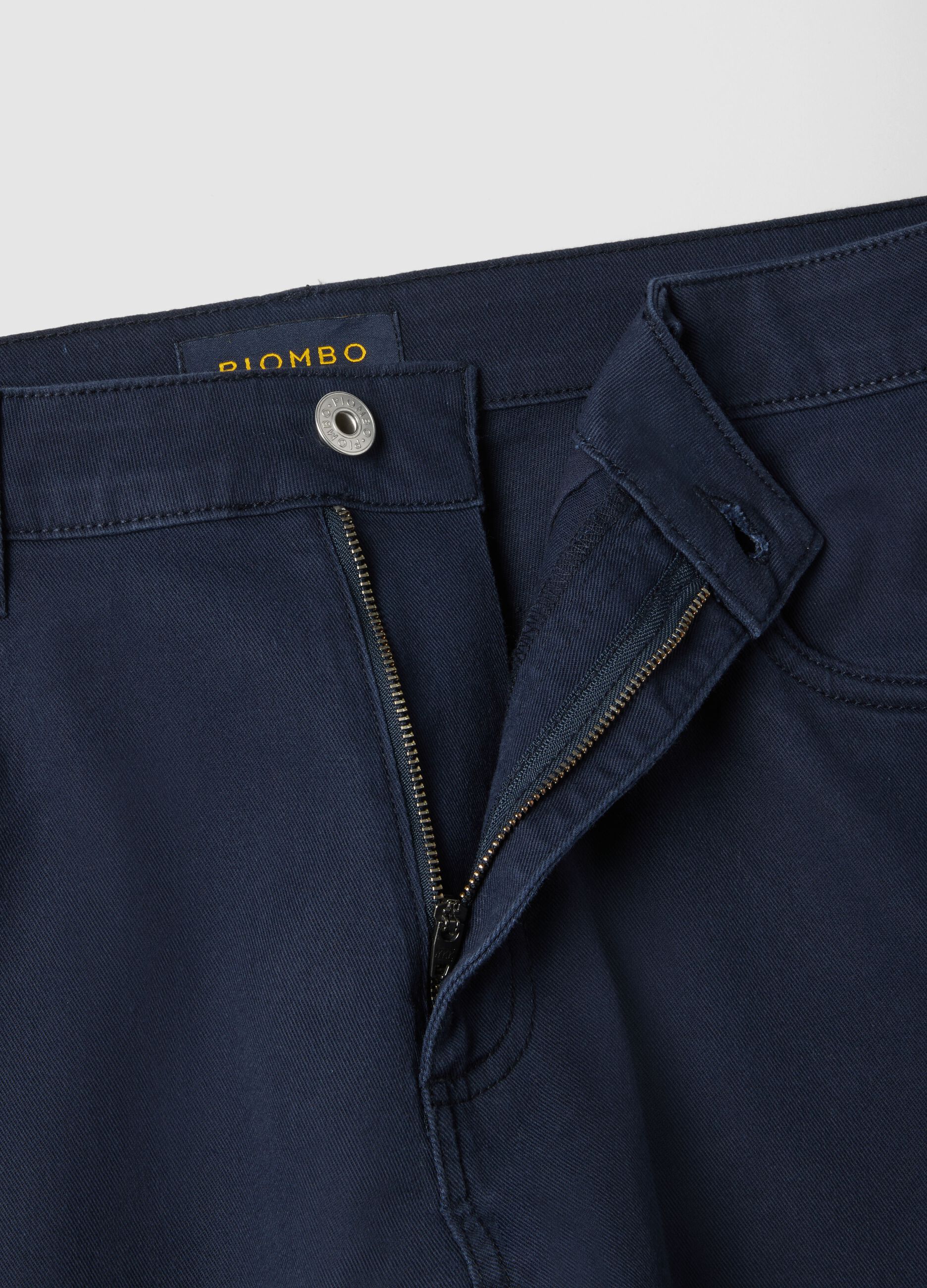 Blue Stretch Twill Trousers Regular Fit