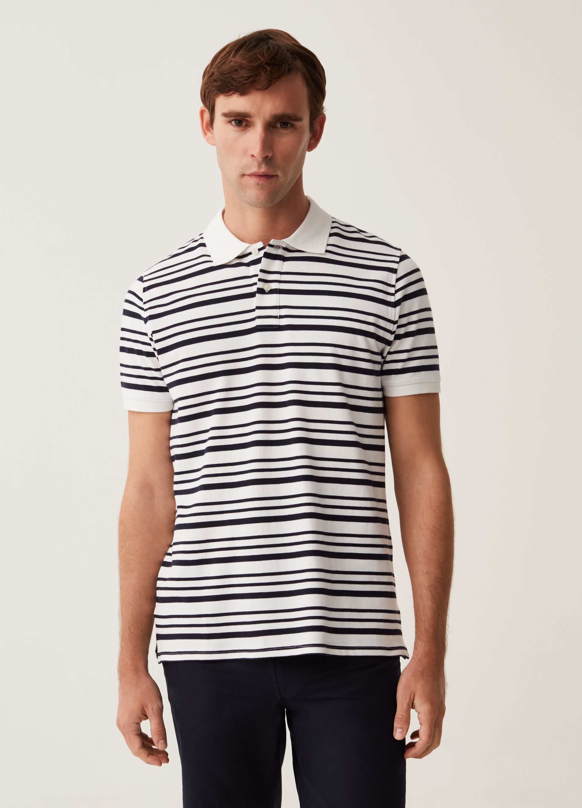 Polo in piquet a righe_0