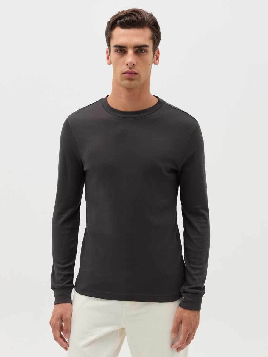 T-shirt girocollo in cotone interlock_0