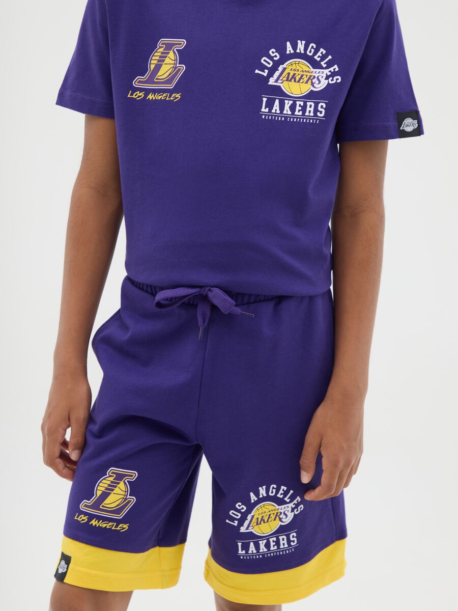 Boys' short purple regular fit set in 100% cotton with Los Angeles Lakers logo_2