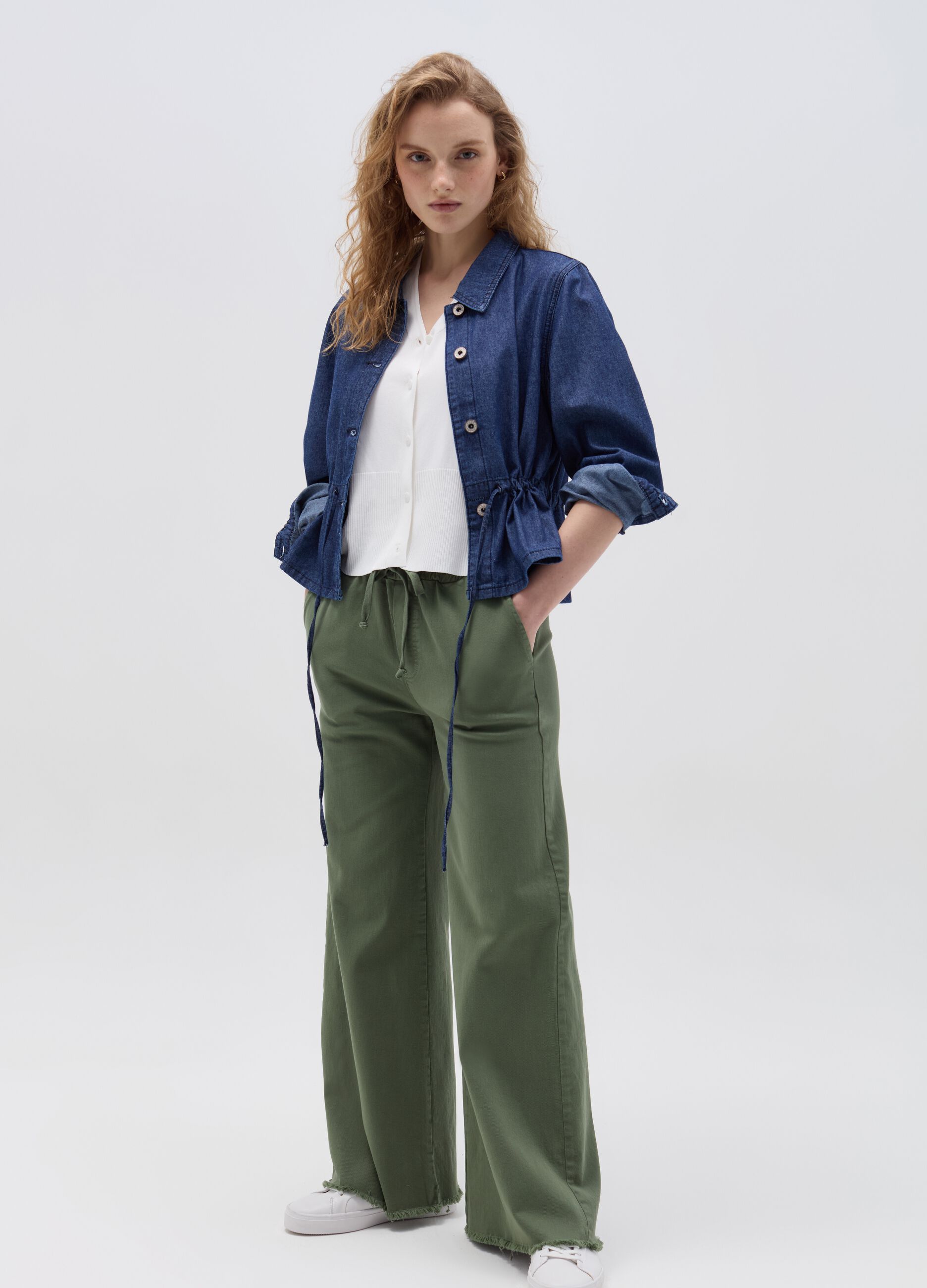 Ovs Shacket in denim con coulisse