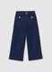 Girls' blue denim culotte pants with embroidery_0