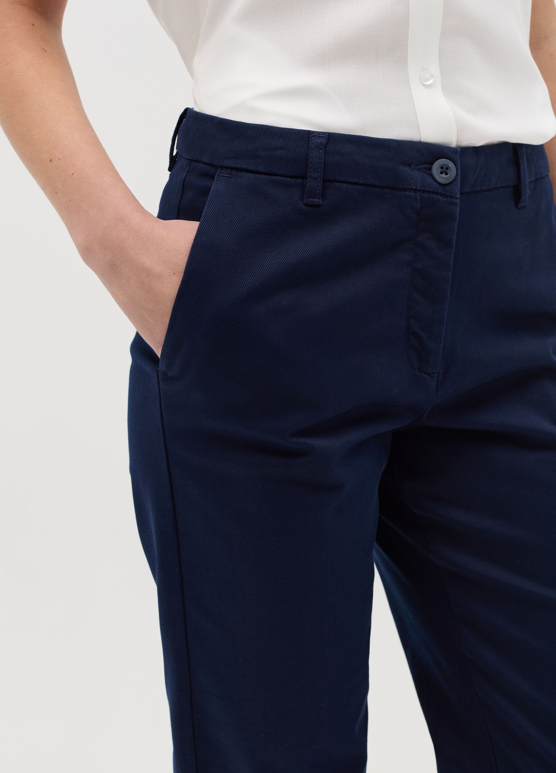Curvy stretch cotton chino trousers