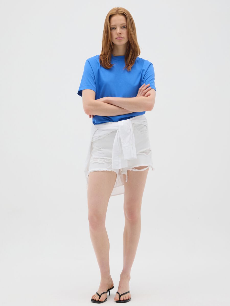 Women's blue pure cotton regular fit T-shirt_1
