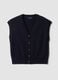 Gilet blu con scollo profondo a V e bottoni over fit_0