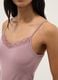 Pink slim fit stretchy viscose camisole with lace_3