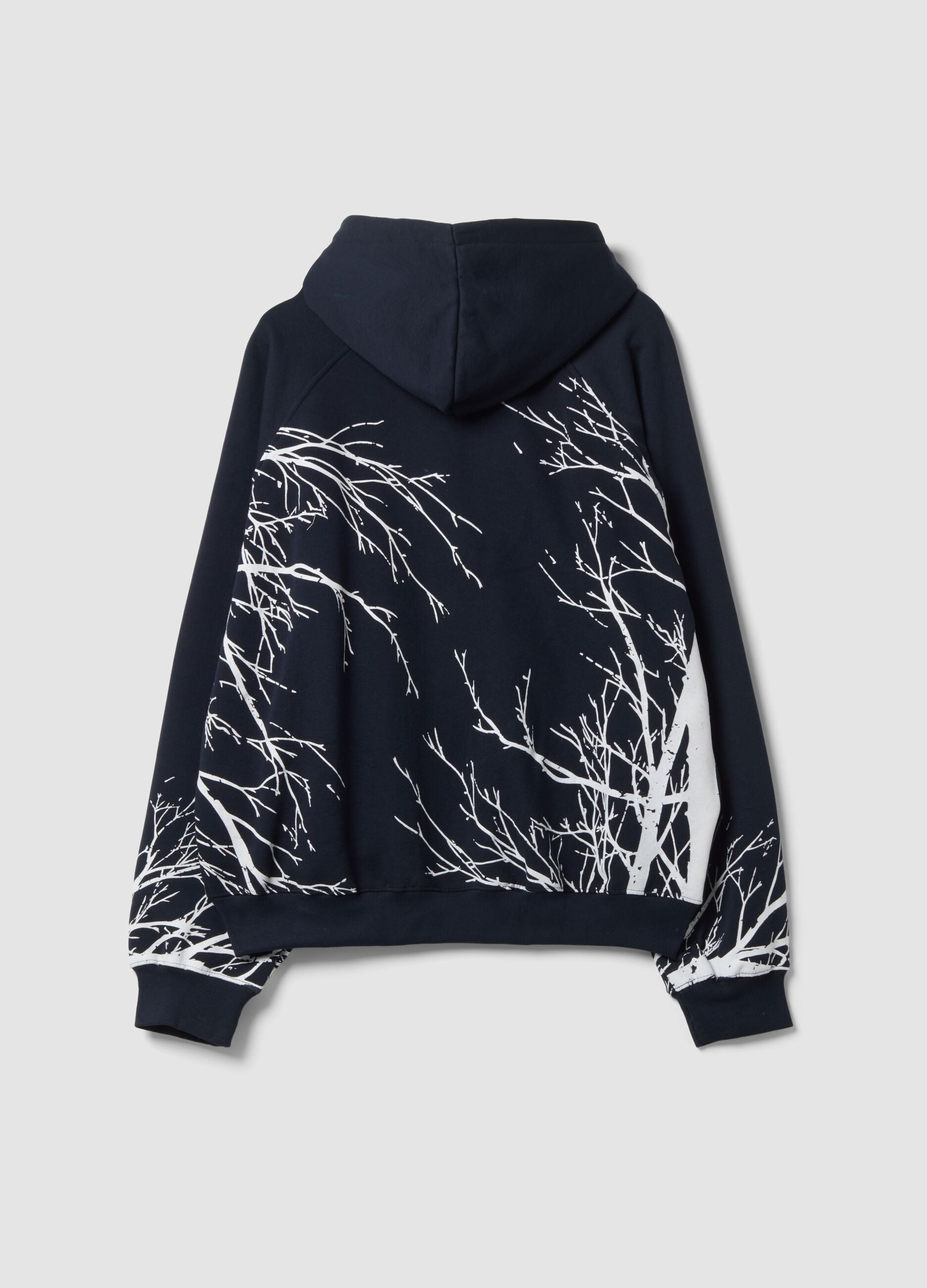 Black cotton-blend hoodie with graphic print