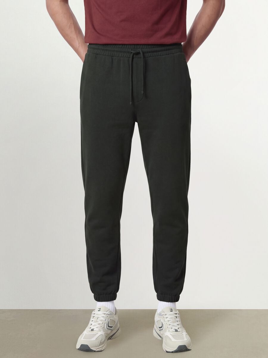 Pantaloni jogger grigio scuro in misto cotone regular fit_1