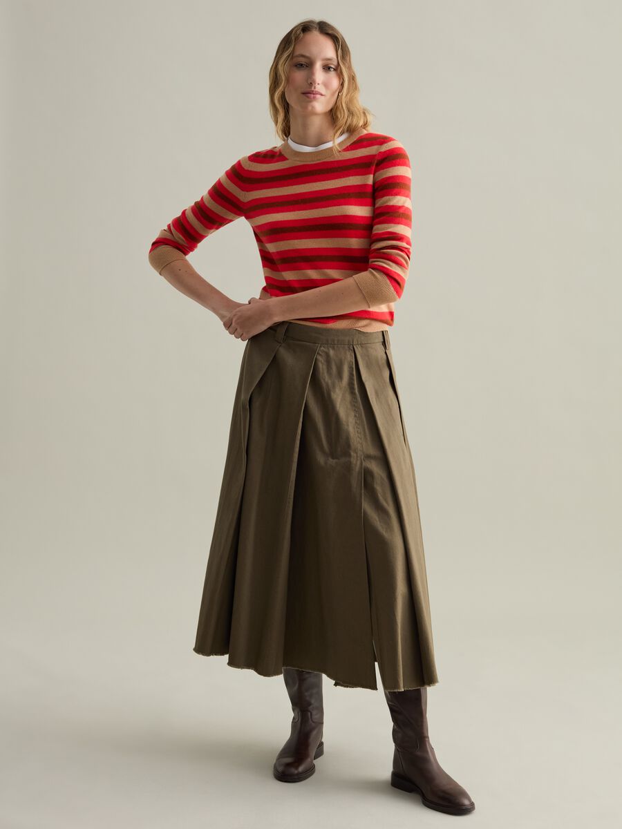 Pullover in wool with multicoloured striped pattern_1