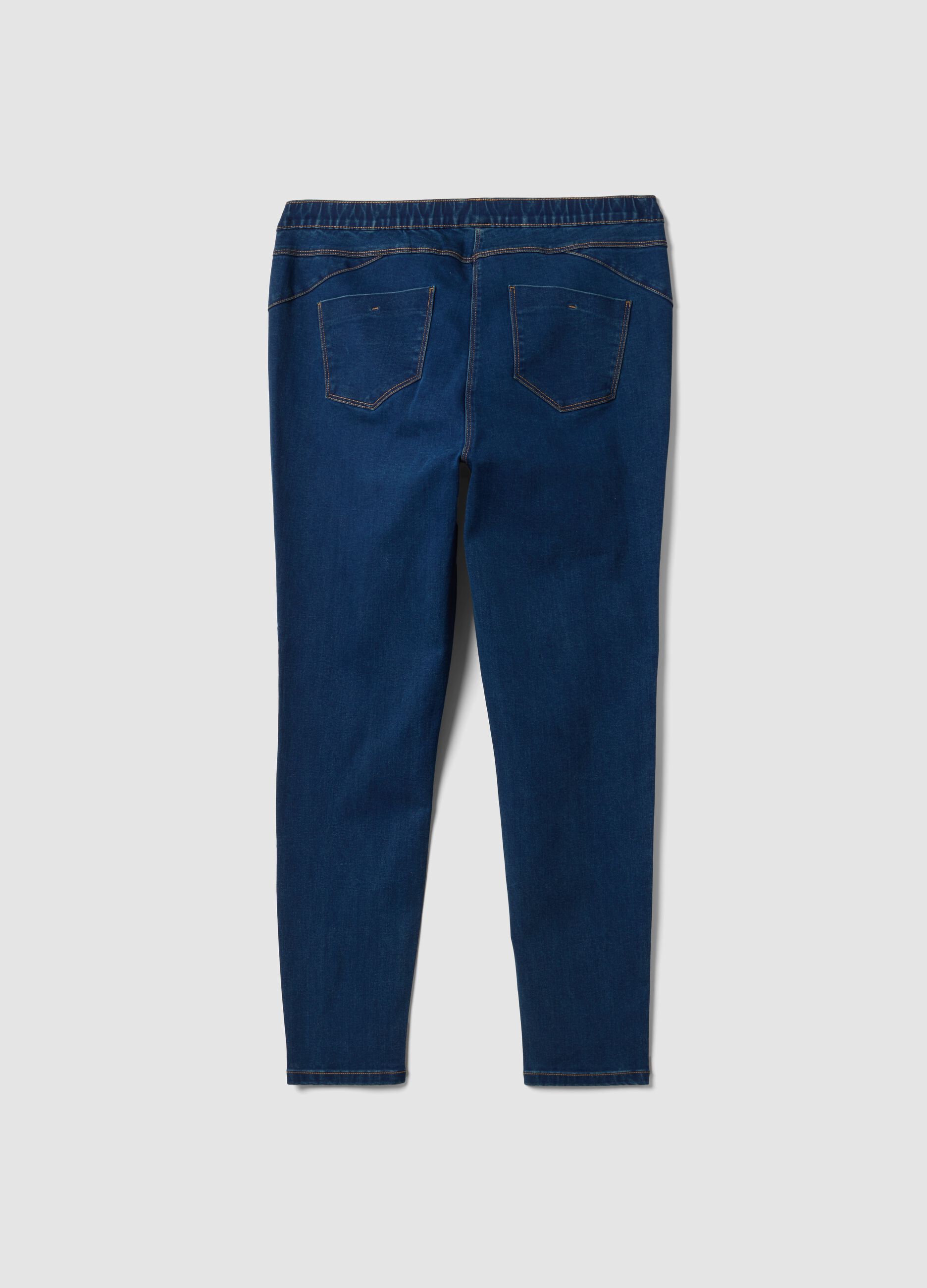Blue skinny jeggings in stretch cotton and viscose