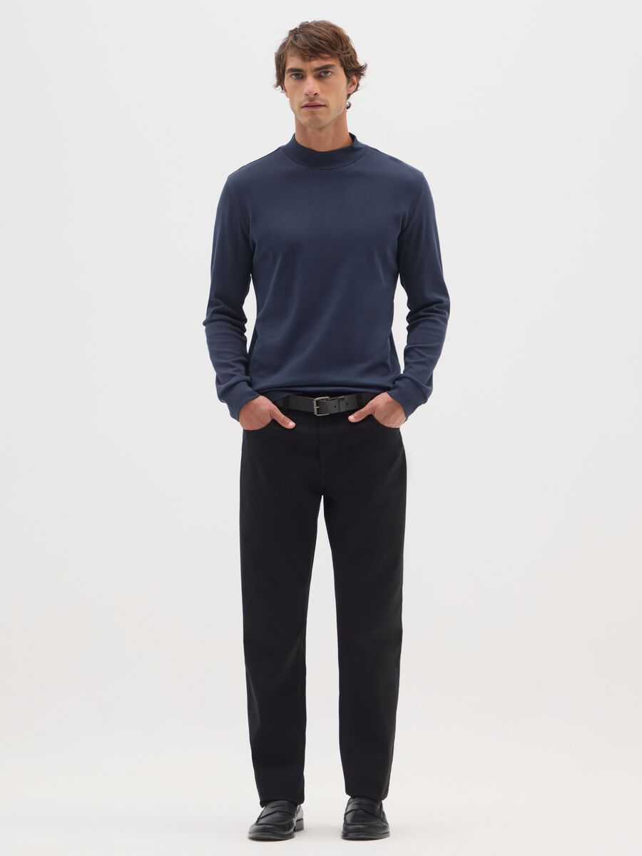 Maglia in puro cotone blu regular fit_1