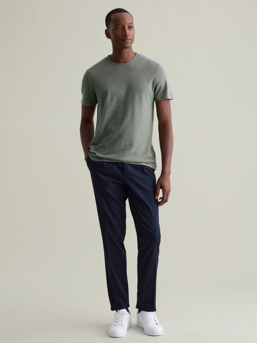 T-shirt with round neck in linen and cotton_1