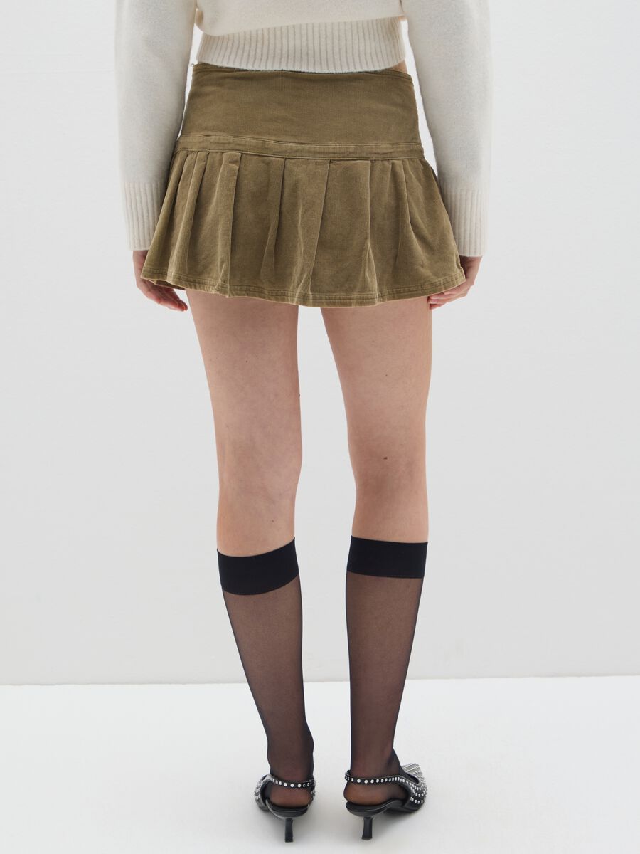 Gonna mini in puro cotone marrone regular fit_2