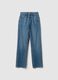 Blue cotton straight fit jeans_4