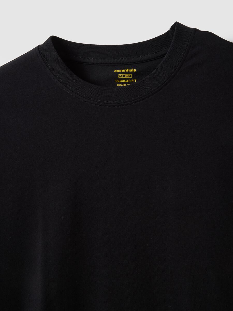 Black long sleeve cotton stretch regular fit t-shirt_5