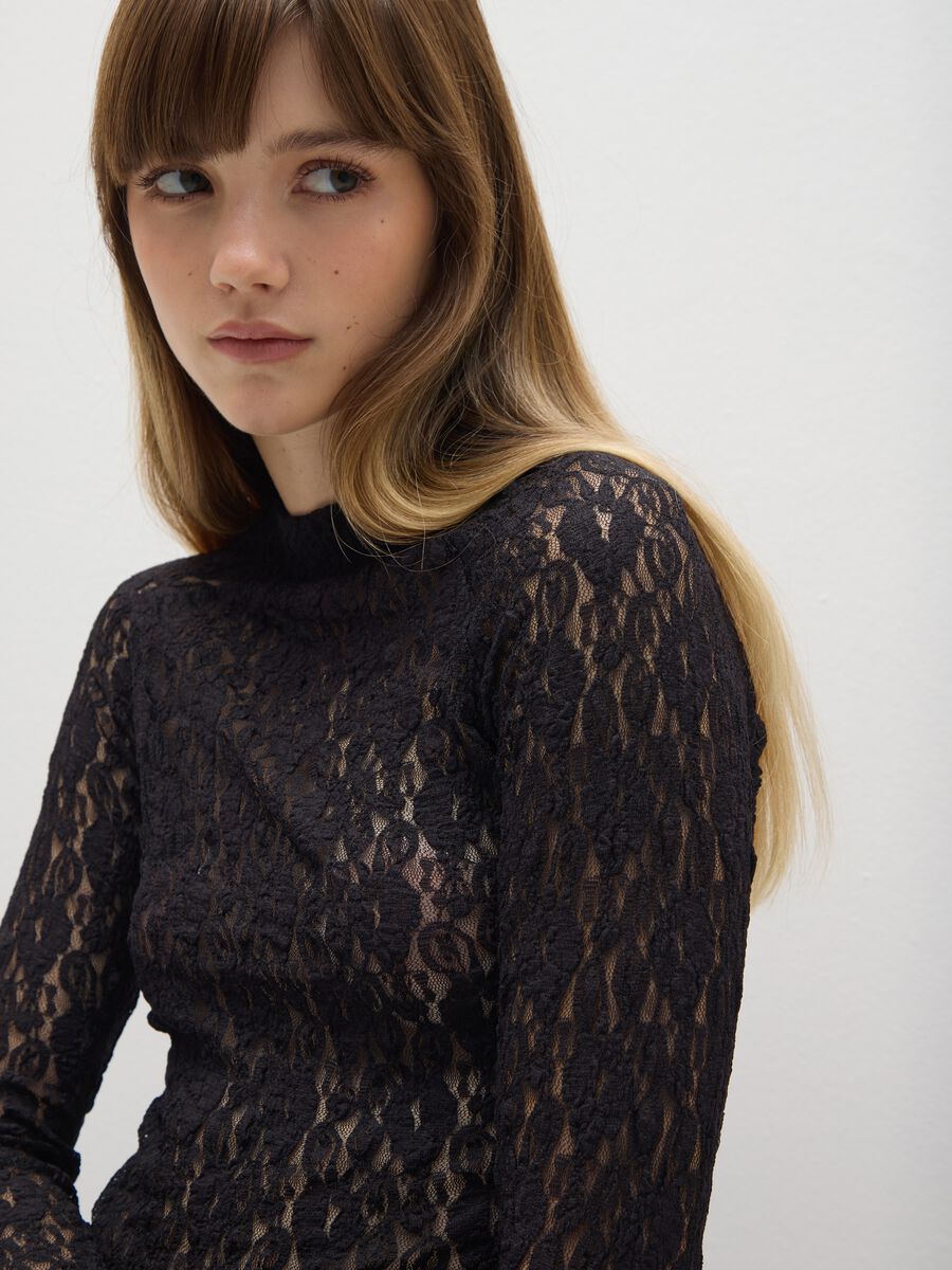 Black Lace Long Sleeve Top_3