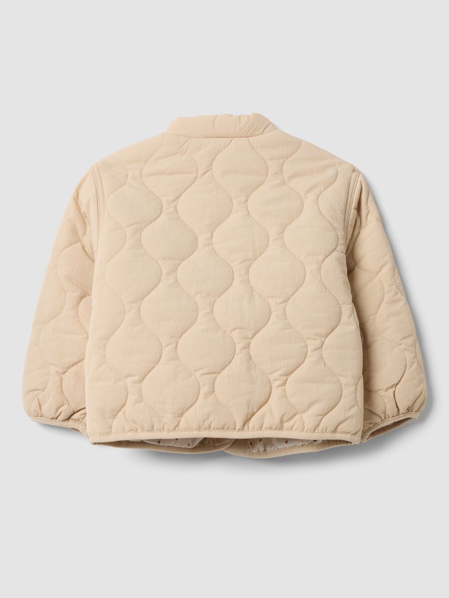 Beige padded quilted jacket, regular fit, for baby girl_1