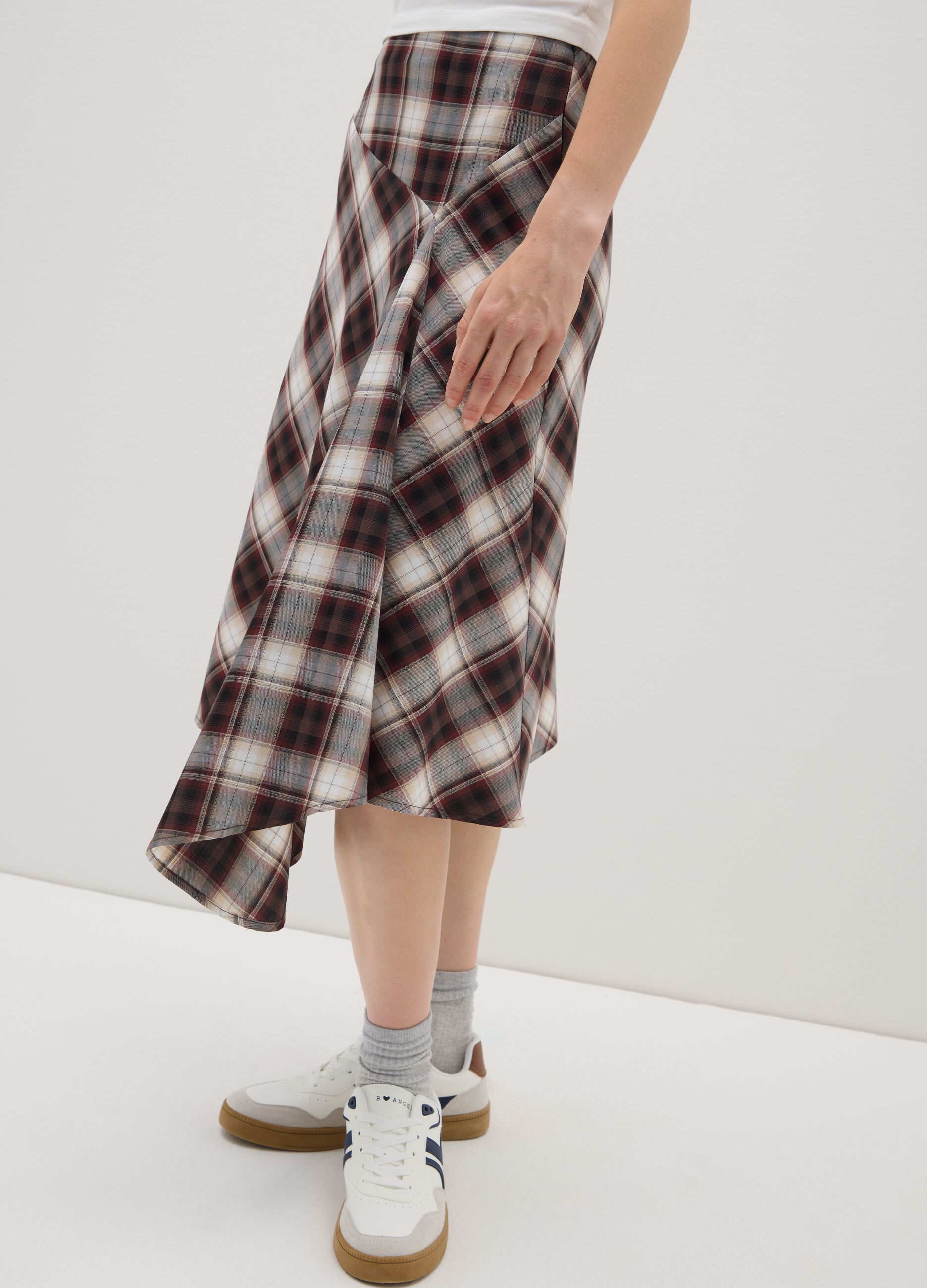 Multicolour check pencil skirt