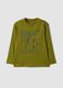 Green oversized T-shirt in pure organic cotton with racing print for boys_0