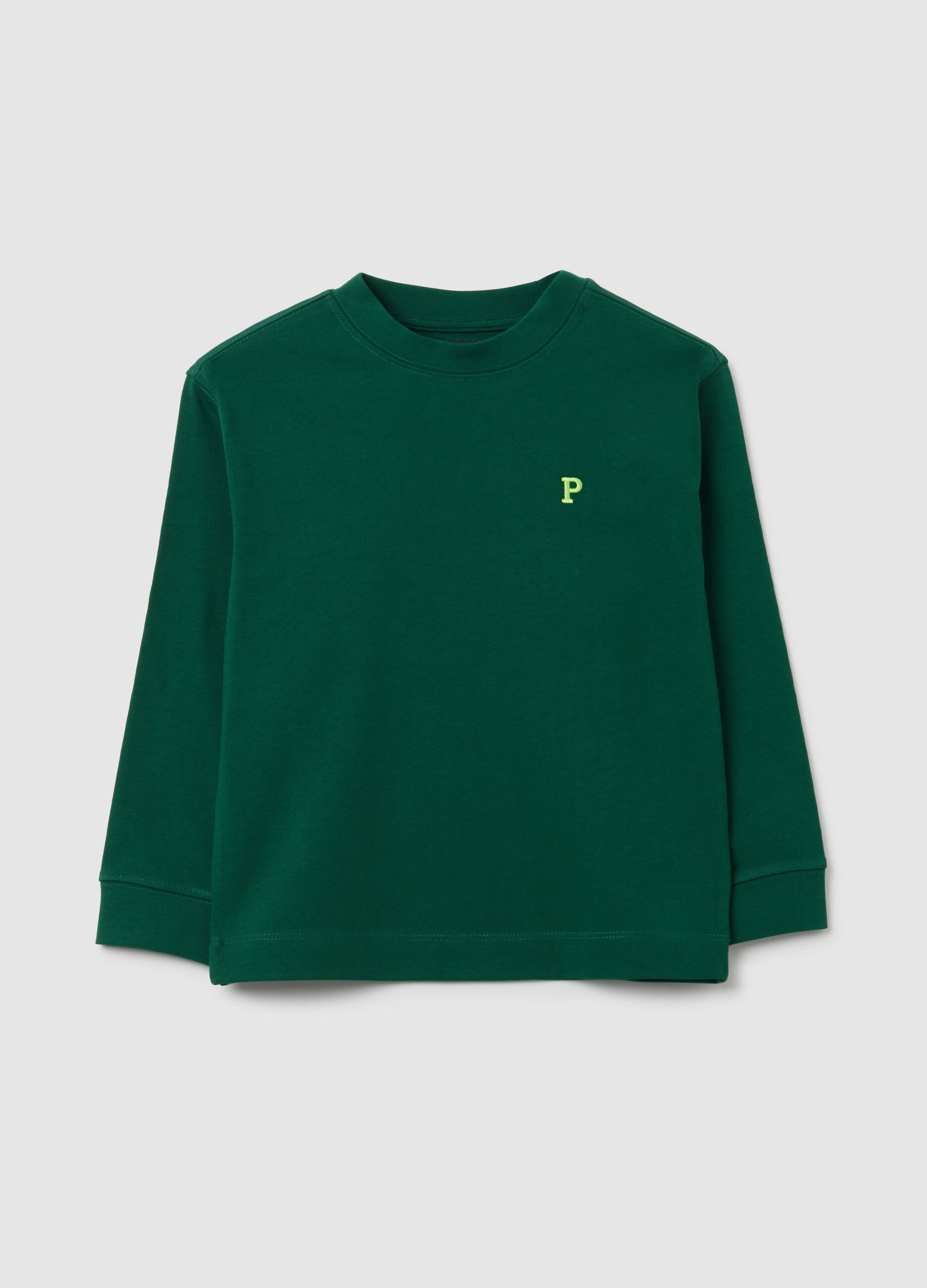 Maglietta da bambino in puro cotone verde regular fit