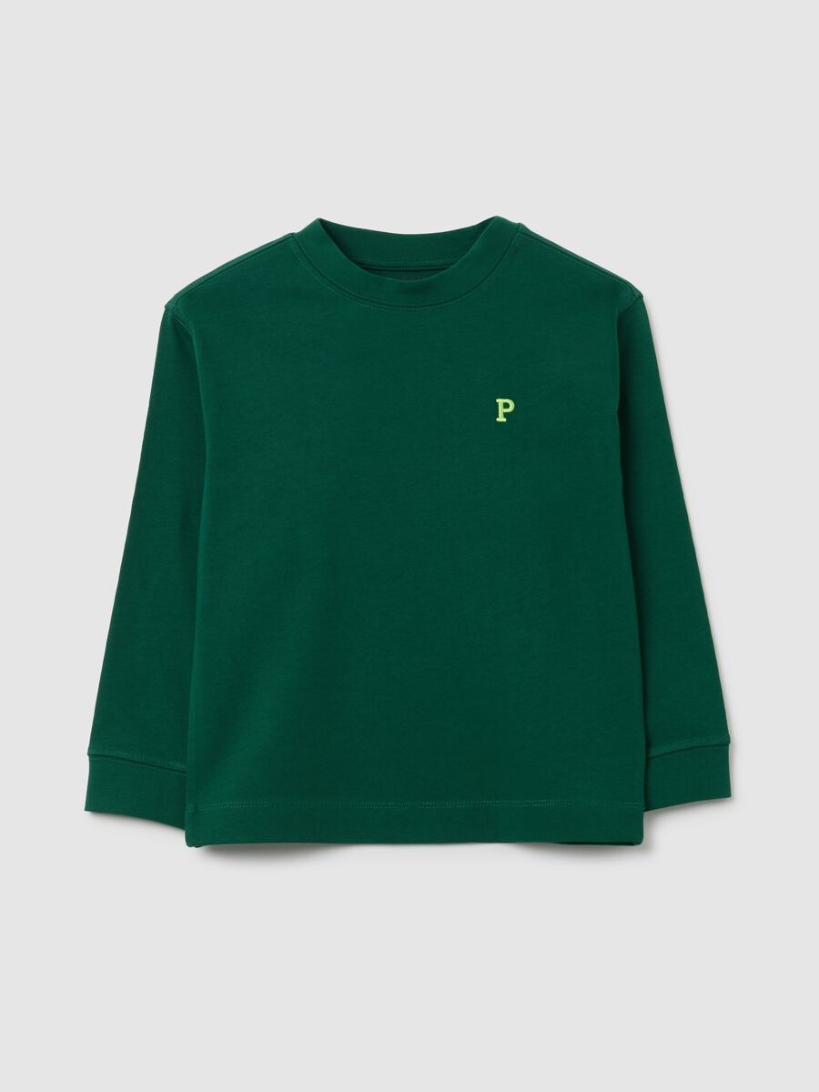 Maglietta da bambino in puro cotone verde regular fit_3
