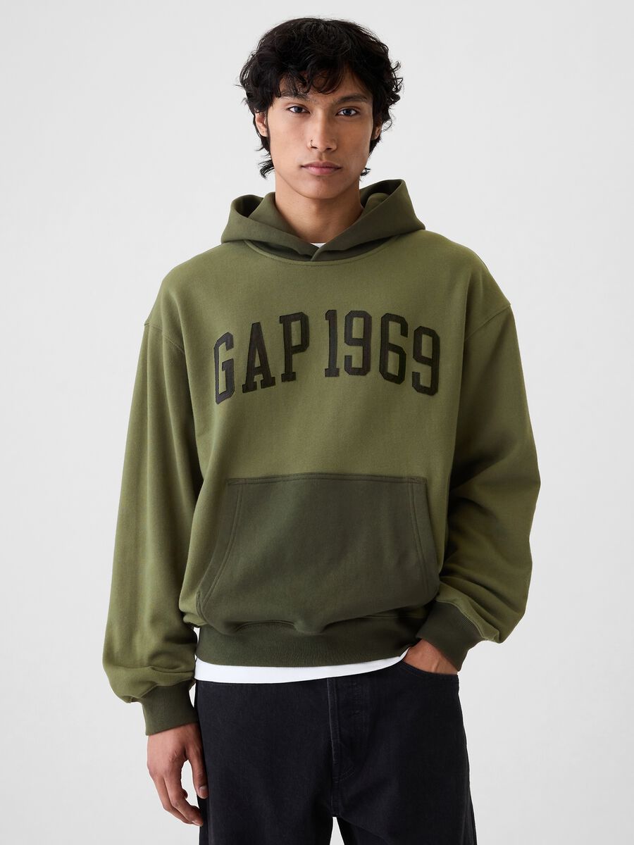 Felpa con cappuccio e stampa logo _0