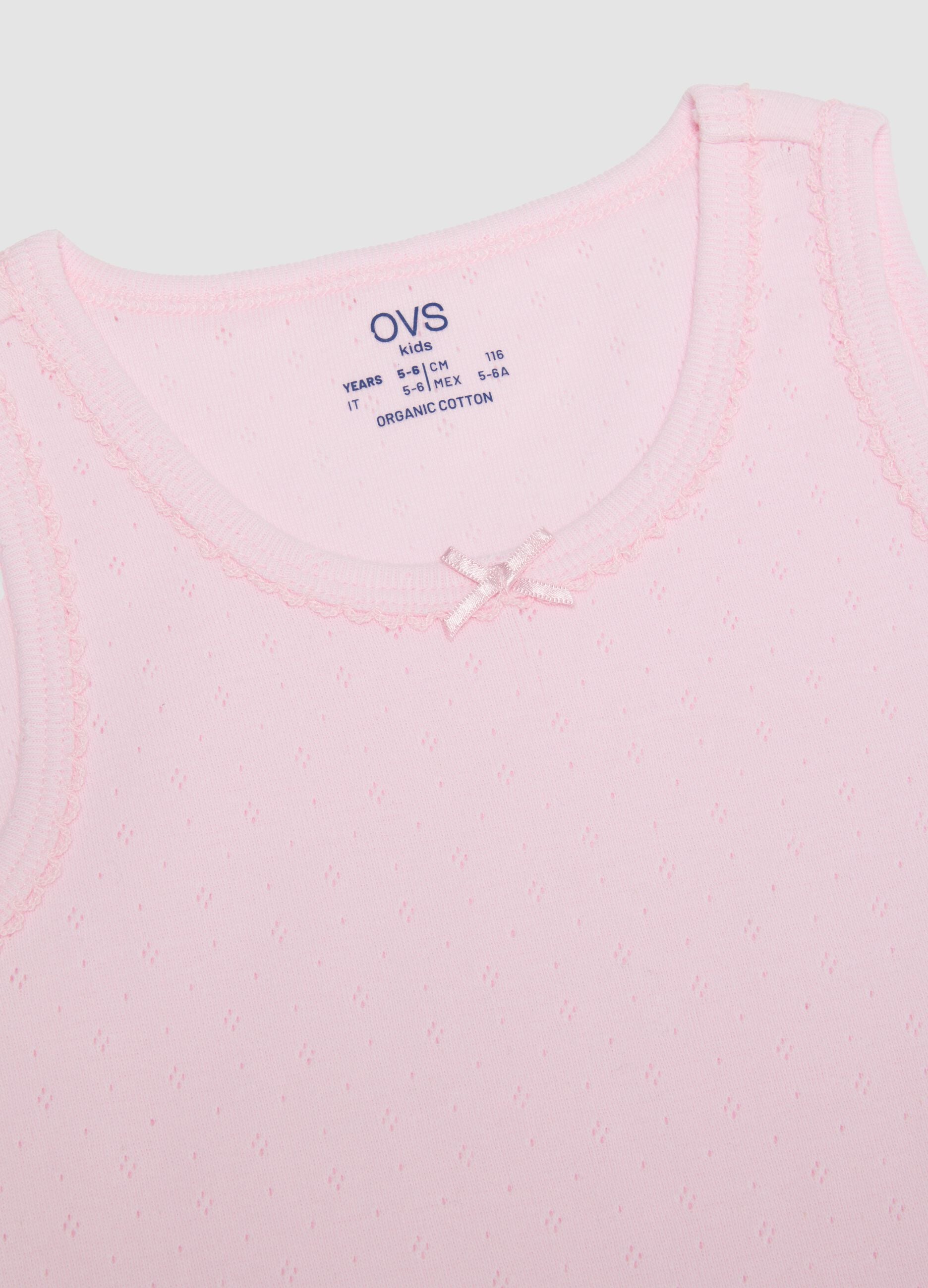 2-pack pink and white organic cotton vests for girls