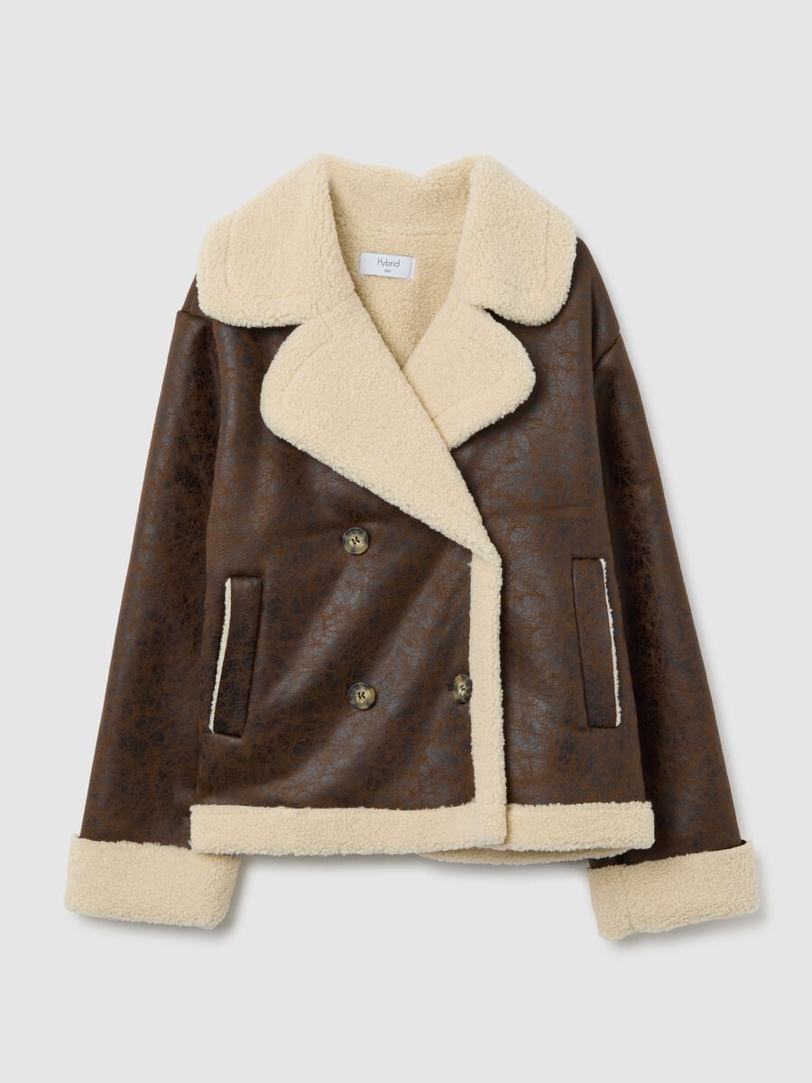 Giacca pesante marrone con collo a contrasto regular fit_4